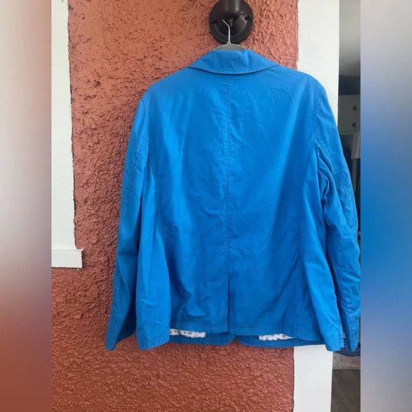 L.L. Bean Jacket Size 18W Blue Button Front Collared V-Neck Cotton Chino Blazer - Picture 6 of 7